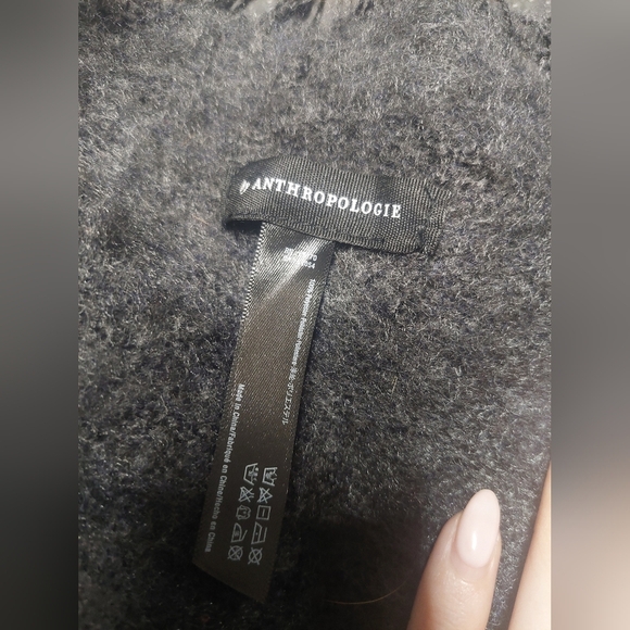Anthropologie Charcoal Fringe Wrap - Picture 2 of 2